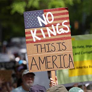 Hands-Off - No Kings demonstration sign