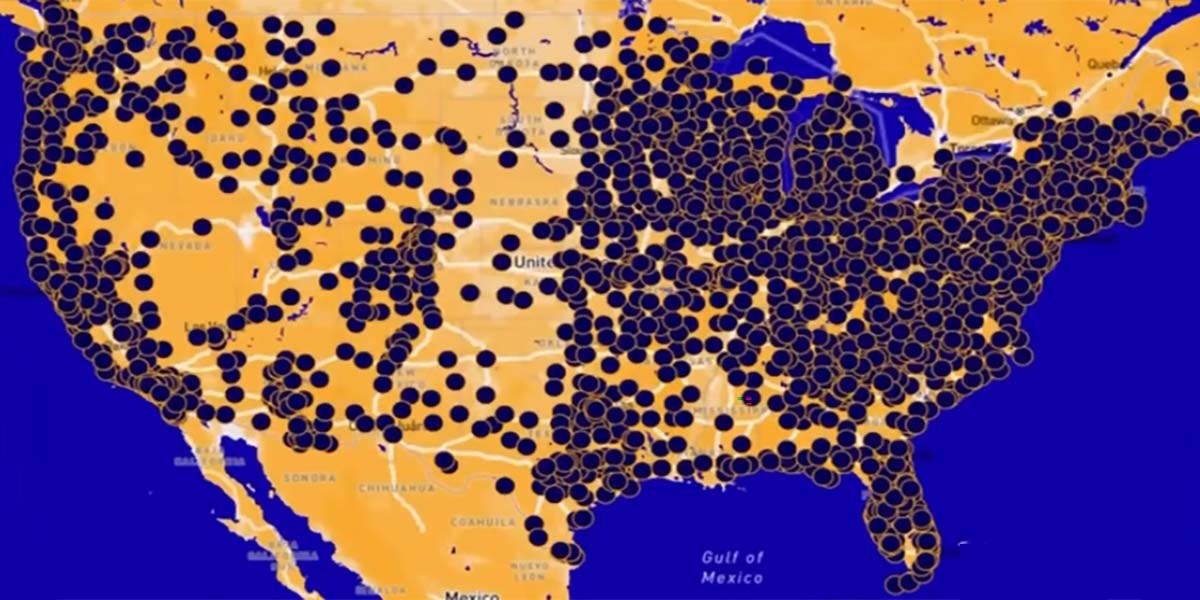 Map showing cities participating in the No Kings protest movement