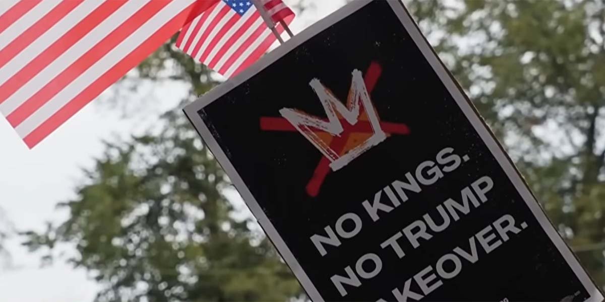 People preparing for the 2026 No Kings protest in Fresno